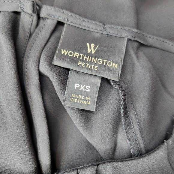 Worthington women's black semi sheer front pleated cap flutter sleeve top sz PXS - Picture 10 of 11